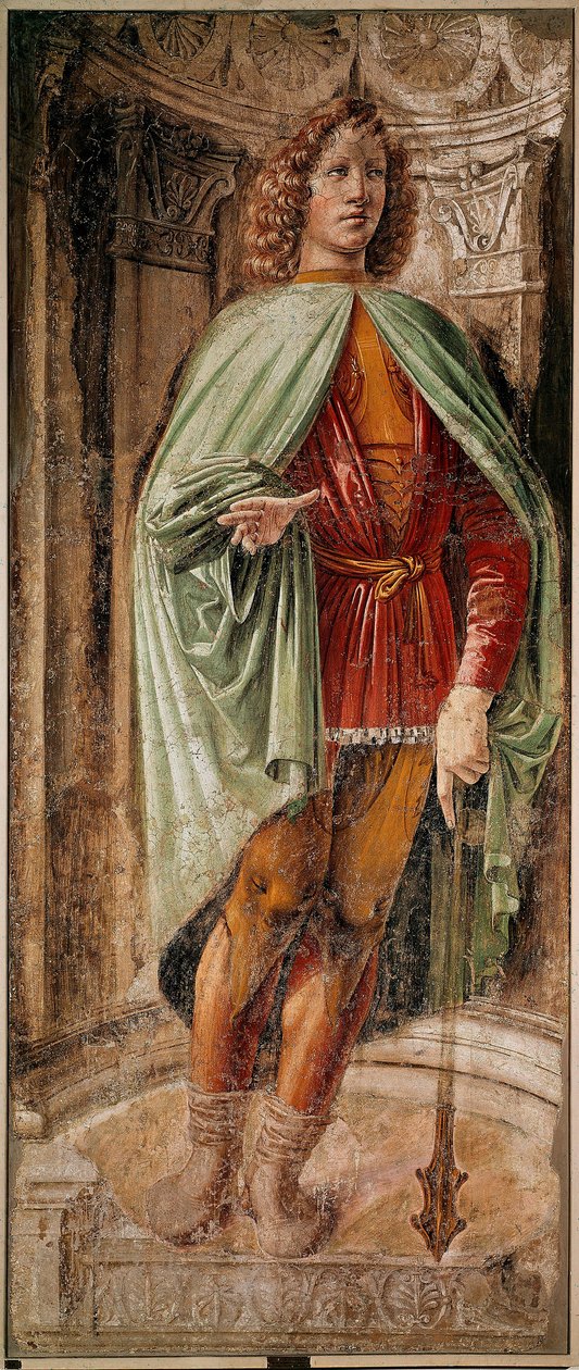 Ung mand i klubben Cycle of the Men of Arms fra Panigarola-familien. Fresco af Donato Bramante (1444-1514) Brera Art Gallery, Milano af Donato Bramante