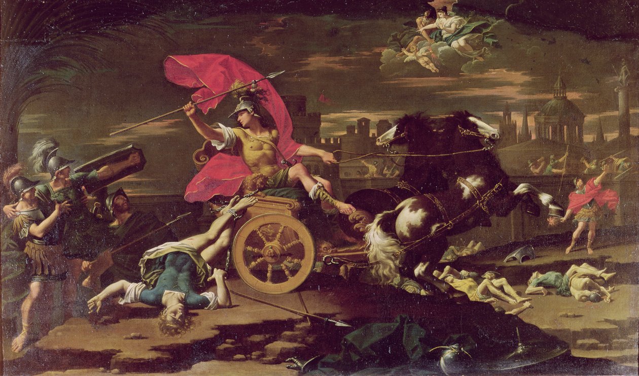 Achilles trækker liget af Hector rundt om Trojas mure af Donato Creti