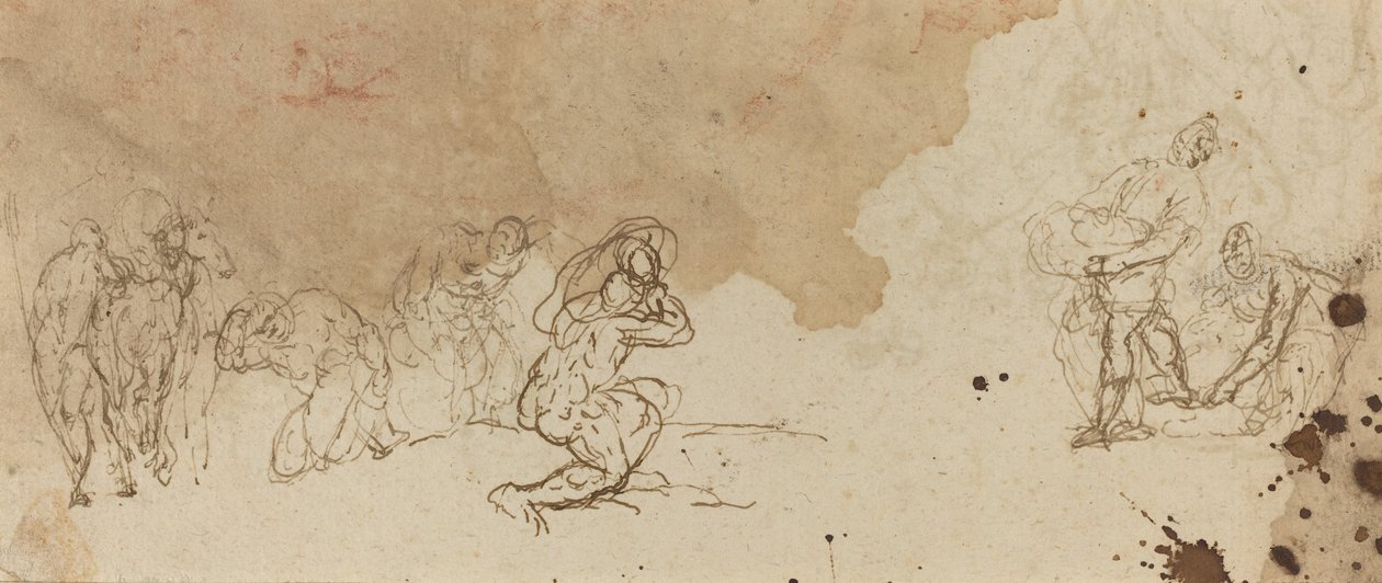 Studier af figurer til en tilbedelse af magi [verso] af Donato Creti