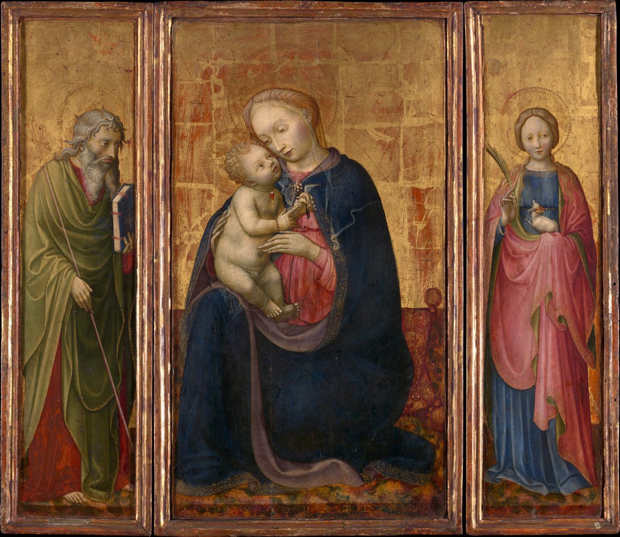 Madonna og barn med de hellige Philip og Agnes, ca. 1425-30. af Donato de