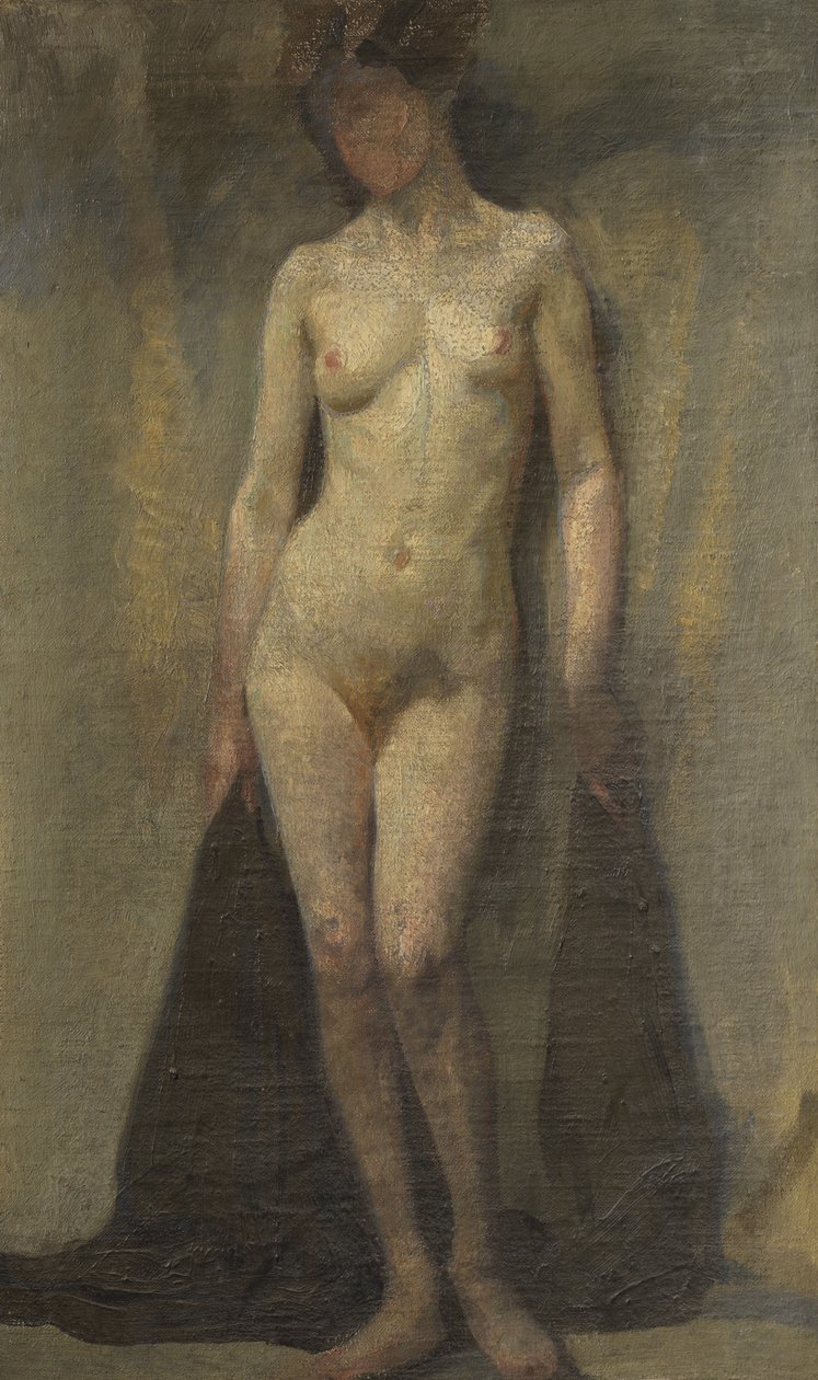 Stående nøgen kvinde (recto), ca. 1910 (olie på lærred) af Dora (attr. to) Carrington