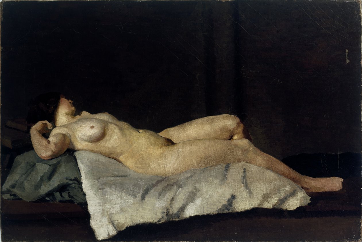Kvindefigur liggende på ryggen, 1912 af Dora Carrington