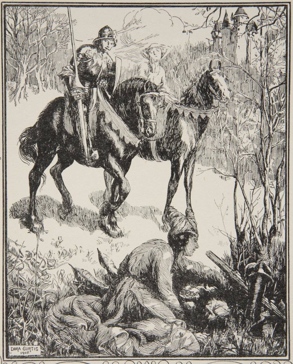 En dame, der græder bittert, illustration fra 