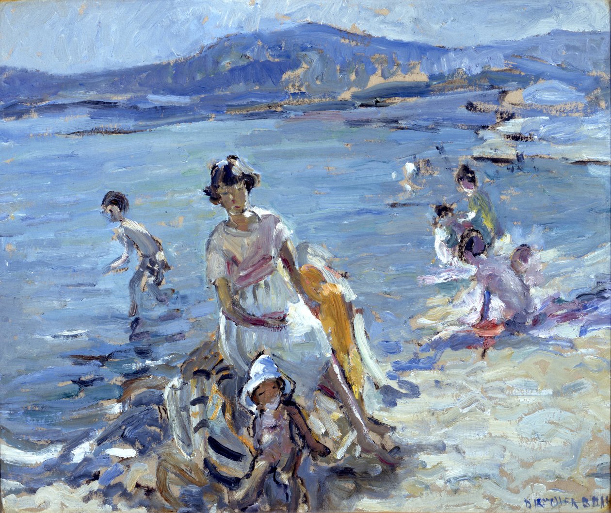 Figurer, der bader (olie på kort) af Dorothea Sharp