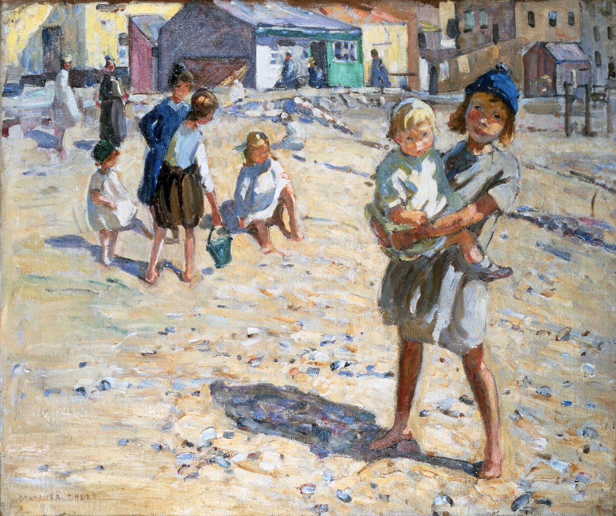 På stranden (olie på lærred) af Dorothea Sharp