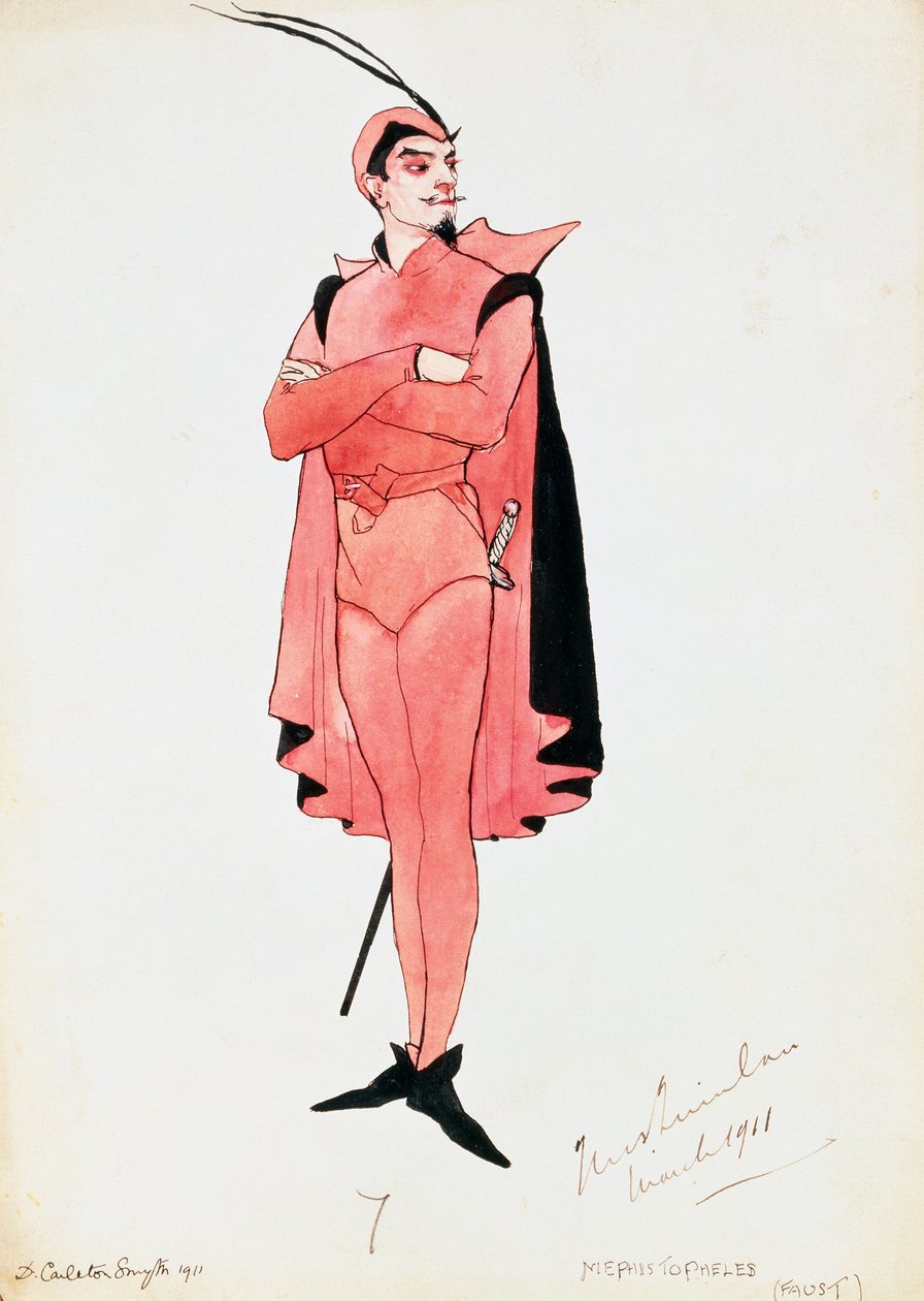 Kostume til Mephistopheles in Faust af Charles Gounod, skitse af Carleton Smyth, til opførelse i 1911, 20. århundrede af Dorothy Carleton Smyth