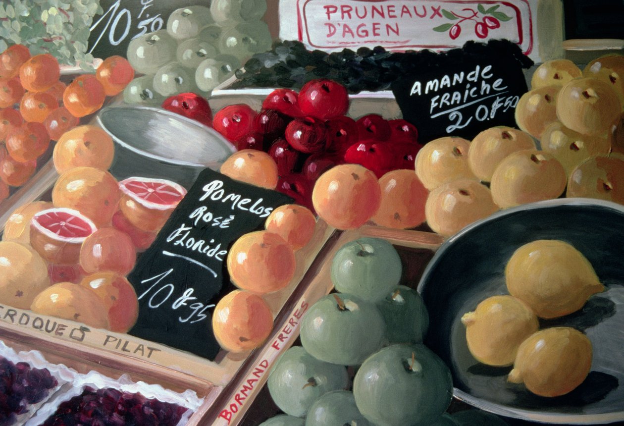 Pomelos II (akryl på panel) af Dory Coffee