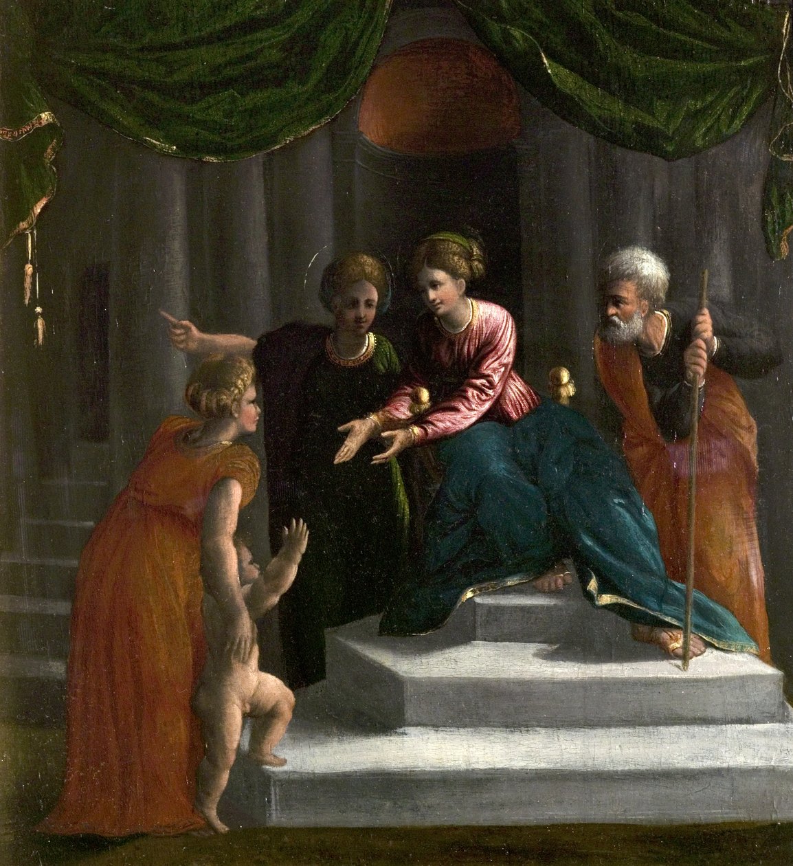Kristusbarnet lærer at gå (Præsentation i templet) af Dosso Dossi