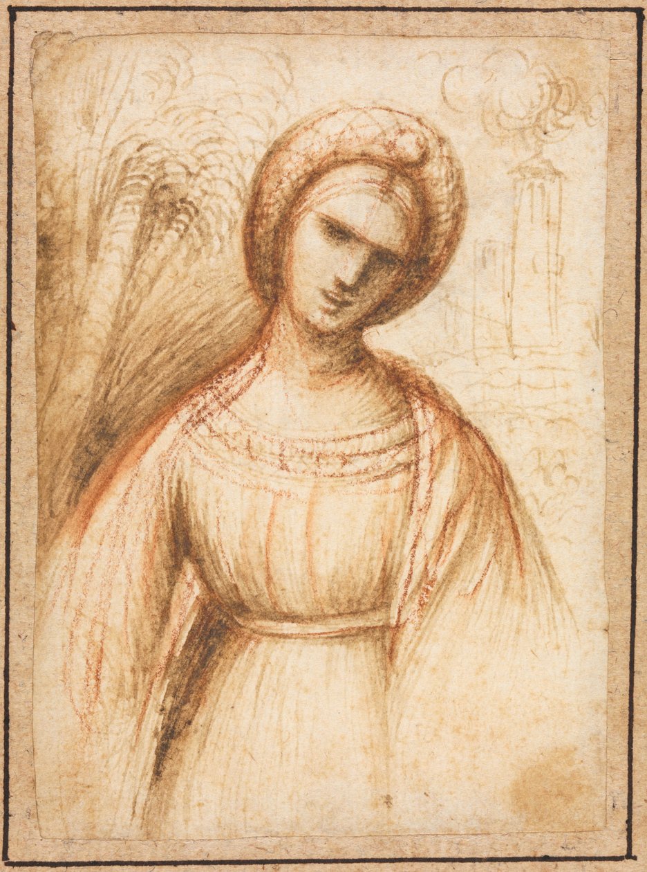 Lady in a Landscape recto, Bust-Length Profile of an Old Woman verso, ca. 1521. af Dosso Dossi