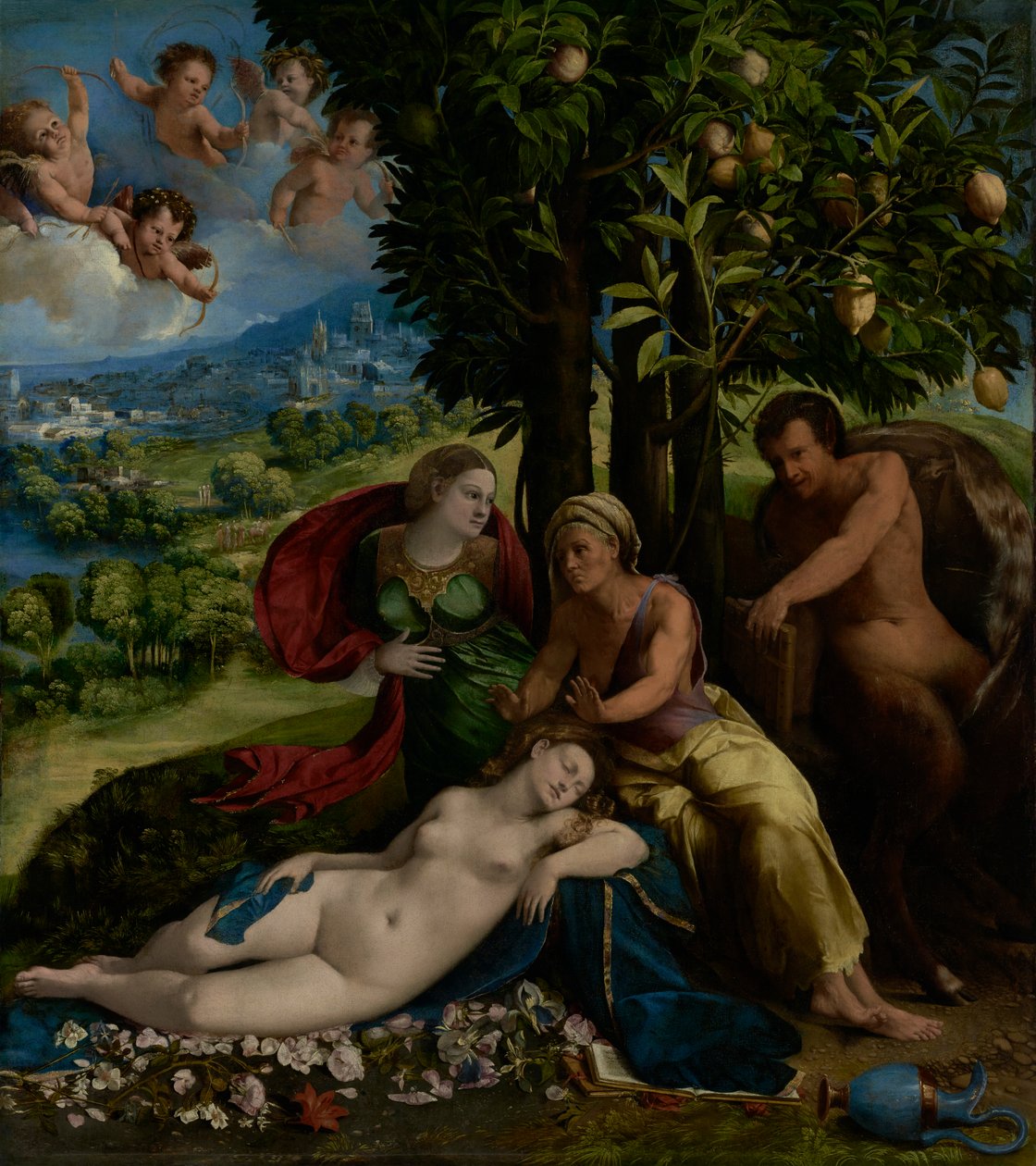 Mytologisk scene, ca. 1524 (olie på lærred) af Dosso Dossi