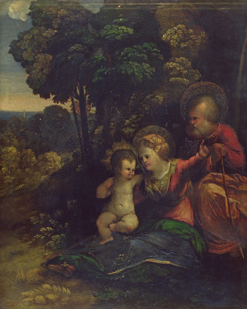 Hvil under flugten til Egypten, ca. 1510-12 af Dosso Dossi