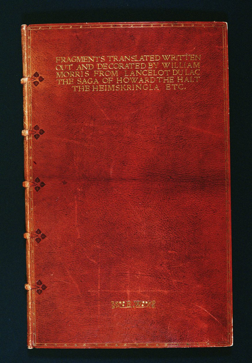Bind af manuskriptfragmenter indbundet til Emery Walker (1851-1933) 1902 (læder og guld) af Douglas B. Cockerell