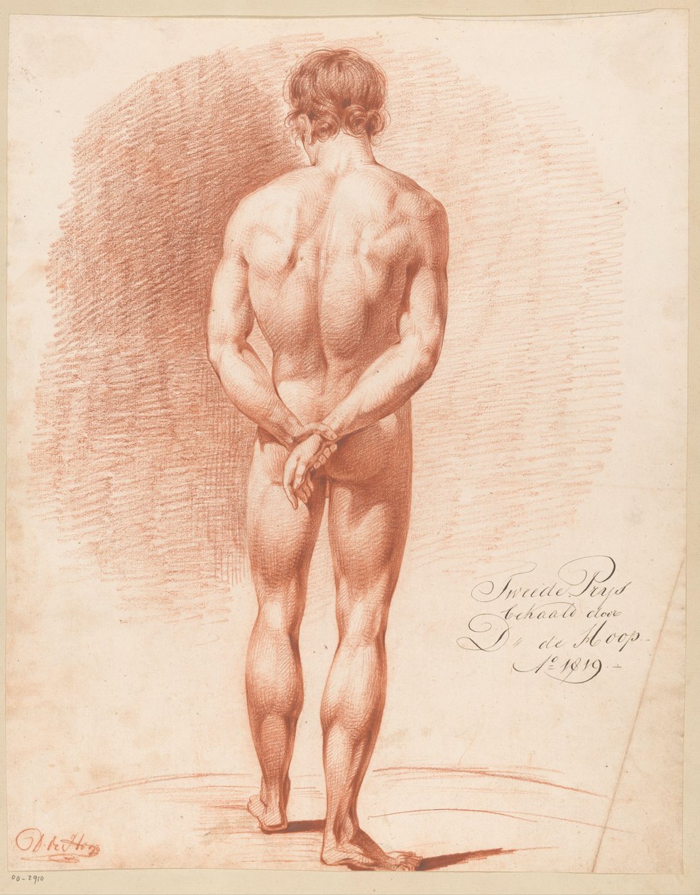Stående nøgen mand, set bagfra (2. præmie 1819) af Douwe de Hoop