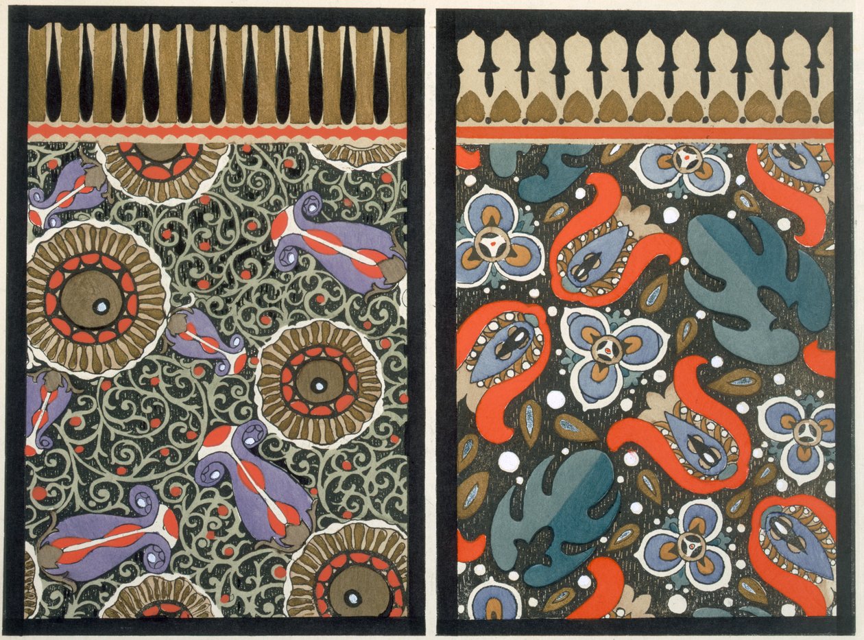 Tapetdesign, ca. 1908 (stenciltryk) af Dr. P. Siegal