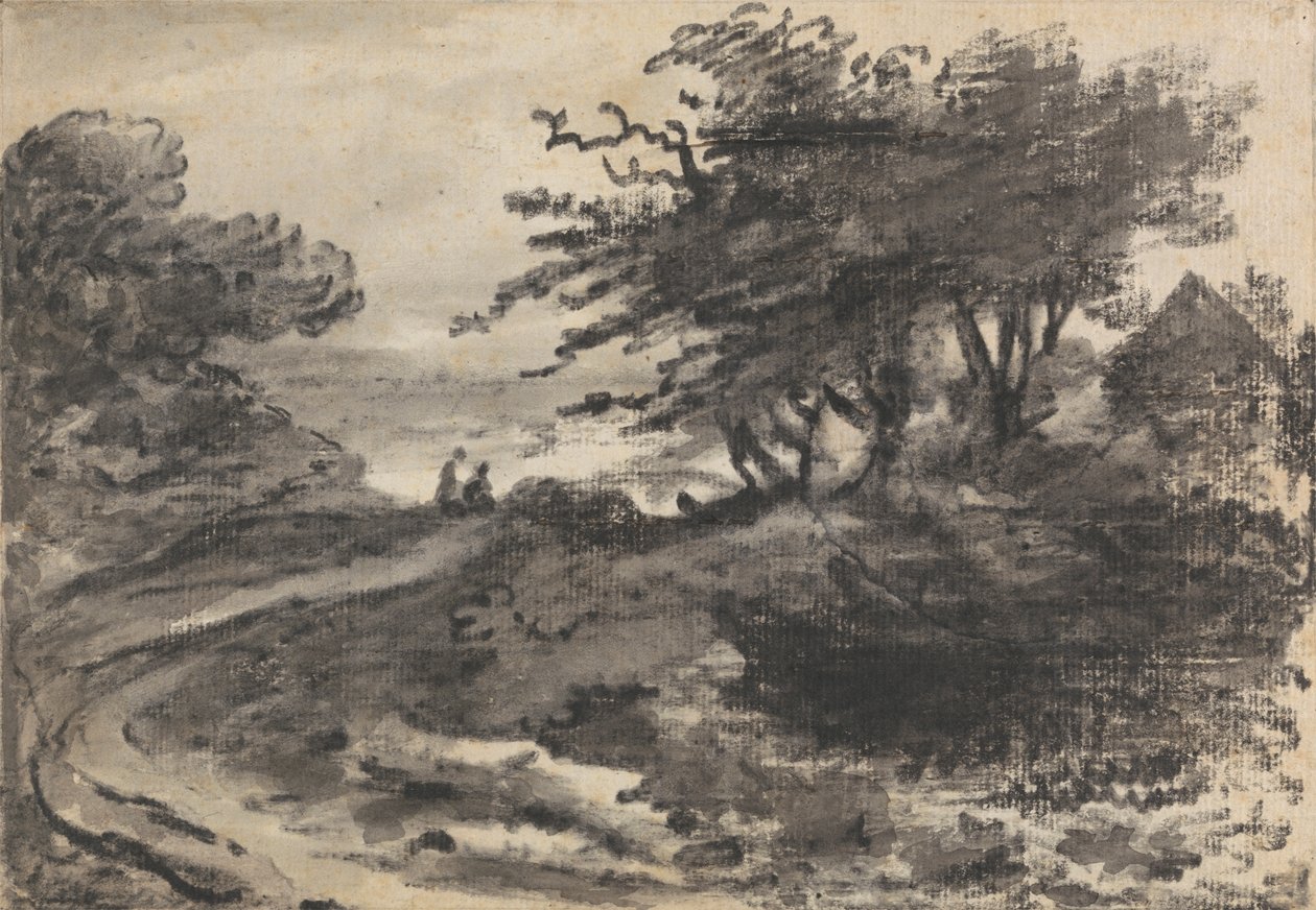 Landskab med Træer og to Figurer af Dr. Thomas Monro