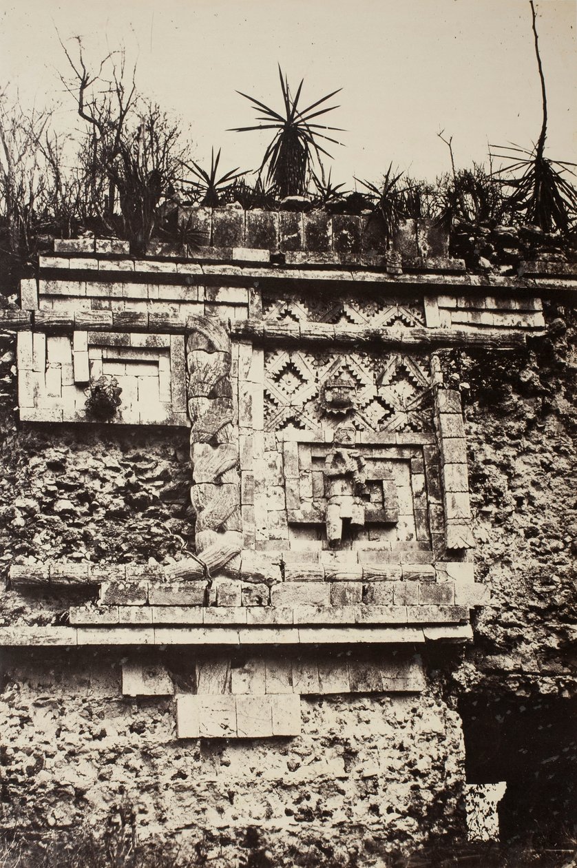 Uxmal, indisk basrelief, nonnepalads Uxmal, indisk basrelief, nonnepalads, 1860. af Désiré Charnay