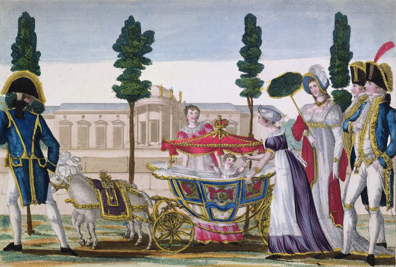 Gåtur med kongen af Rom (1811-32) på Tuileries terrasse, ca. 1812 af Dubois