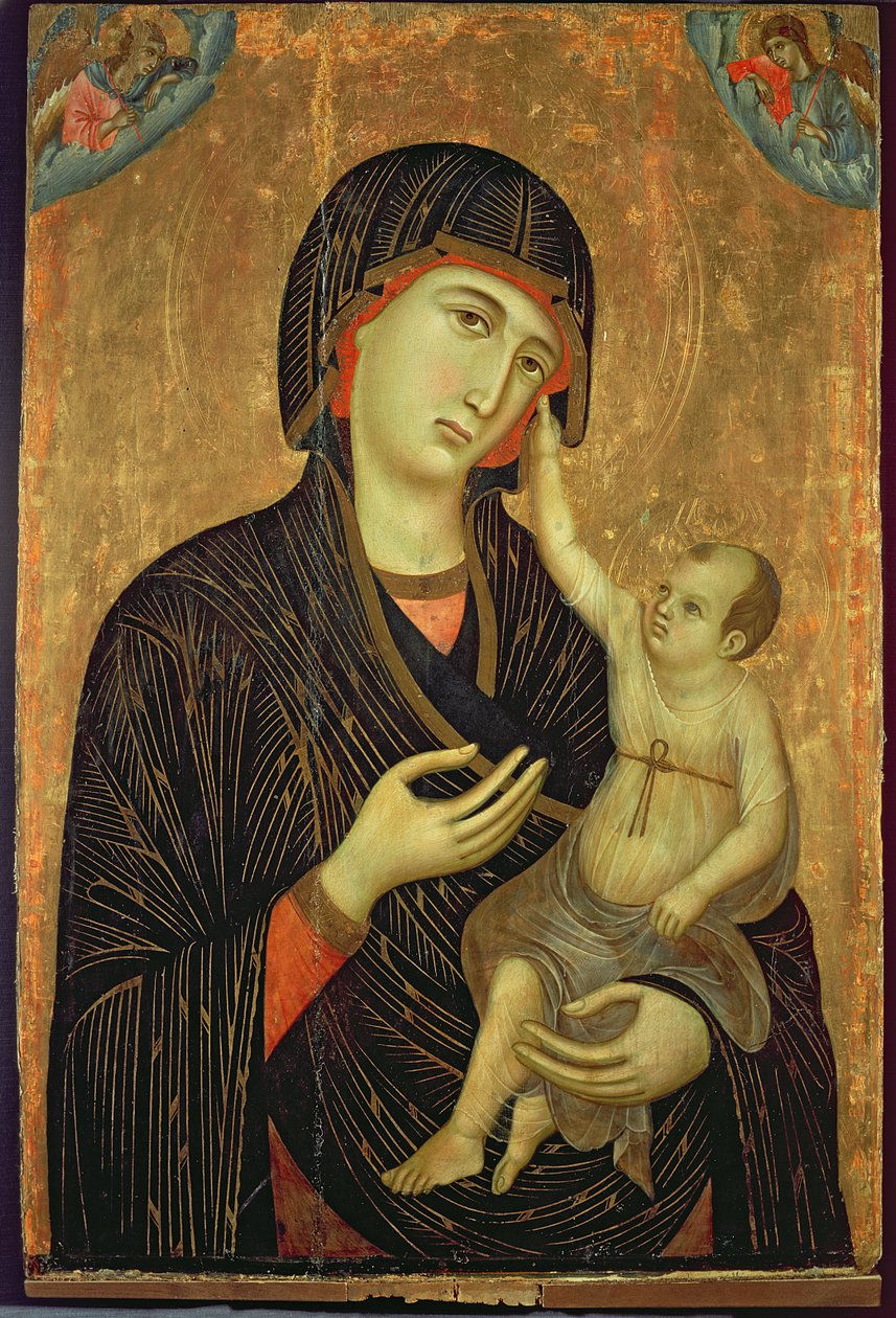 Crevole Madonna, ca. 1284 (Jomfruen og barnet med engle) af Duccio di Buoninsegna