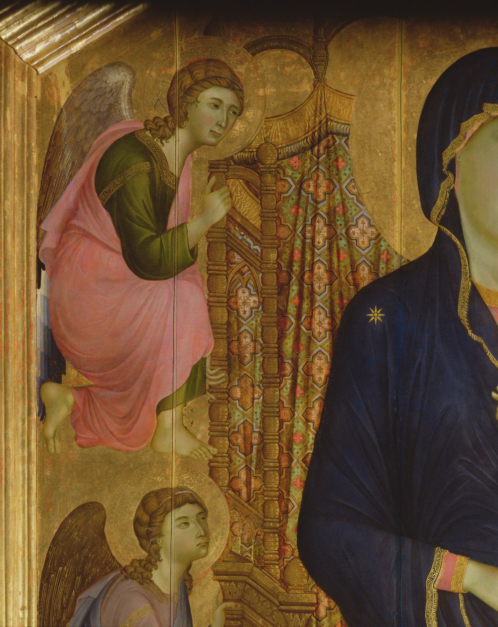 Madonna med barn Rucellai Madonna: detalje af en engel, 1285 tempera på panel detalje af 50348 af Duccio di Buoninsegna