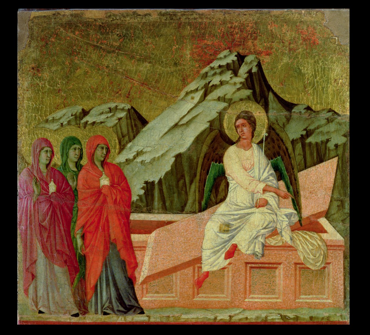 Maesta: De tre Marie ved Kristi grav, 1308-11 af Duccio di Buoninsegna