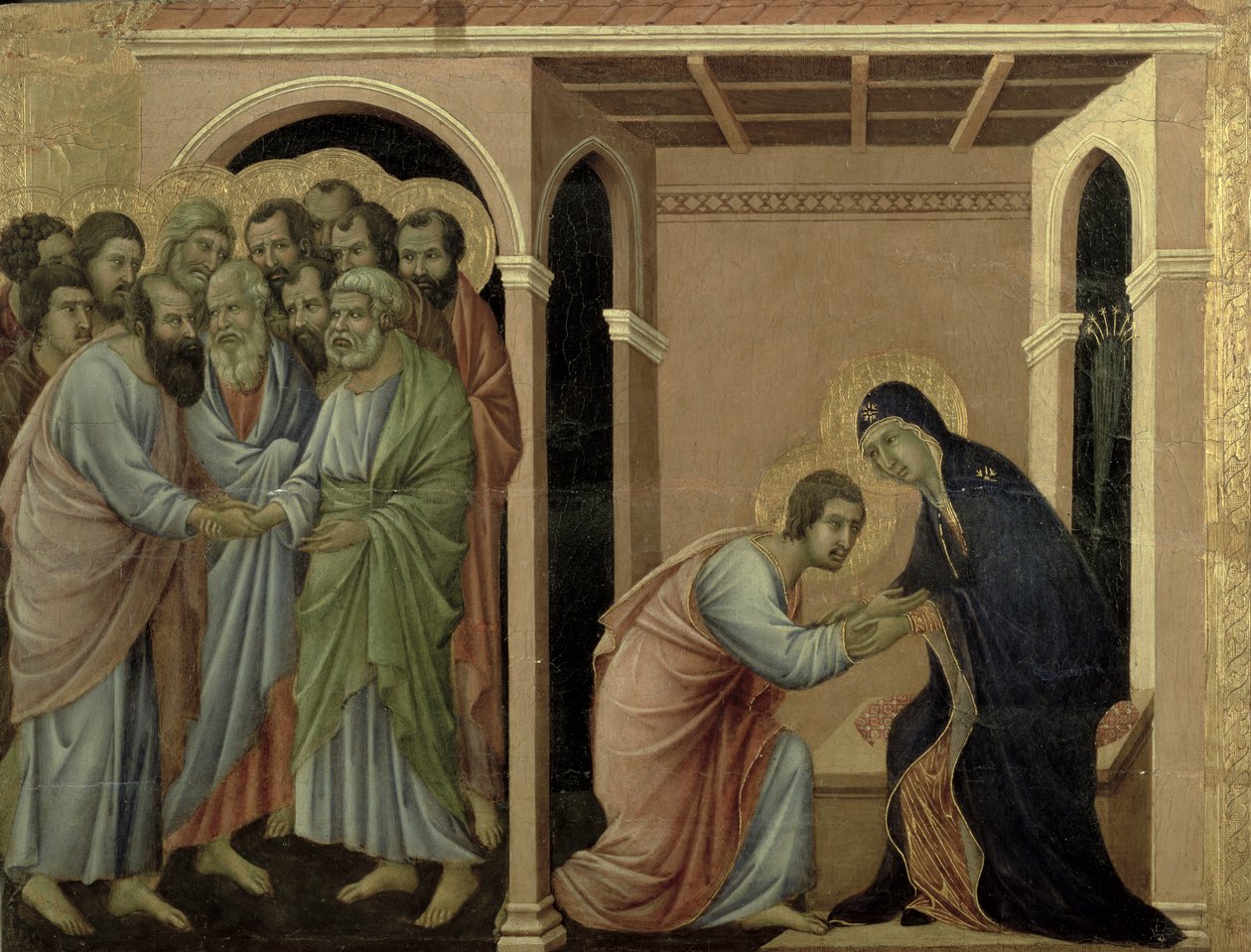 Maesta: Jomfruen siger farvel til St. John, 1308-11 af Duccio di Buoninsegna
