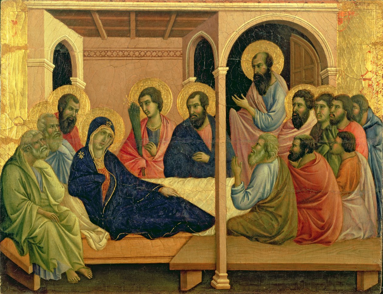 Maesta: Jomfruen tager afsked med disciplene, 1308-11 af Duccio di Buoninsegna