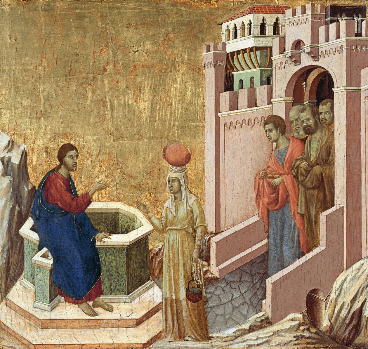 Kristus og den samaritanske kvinde af Duccio di Buoninsegna