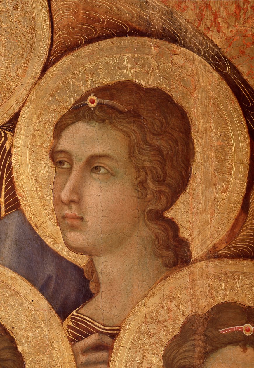 La Maesta Detail of “” Virgin and child on the throne ”” dani af Duccio di Buoninsegna