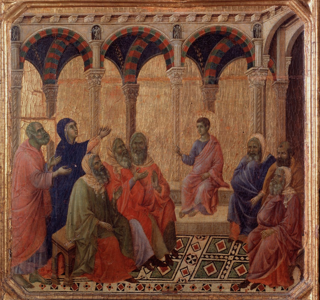 Jesu liv: striden med lægerne (detalje af Maesta) (maleri af Duccio di Buoninsegna