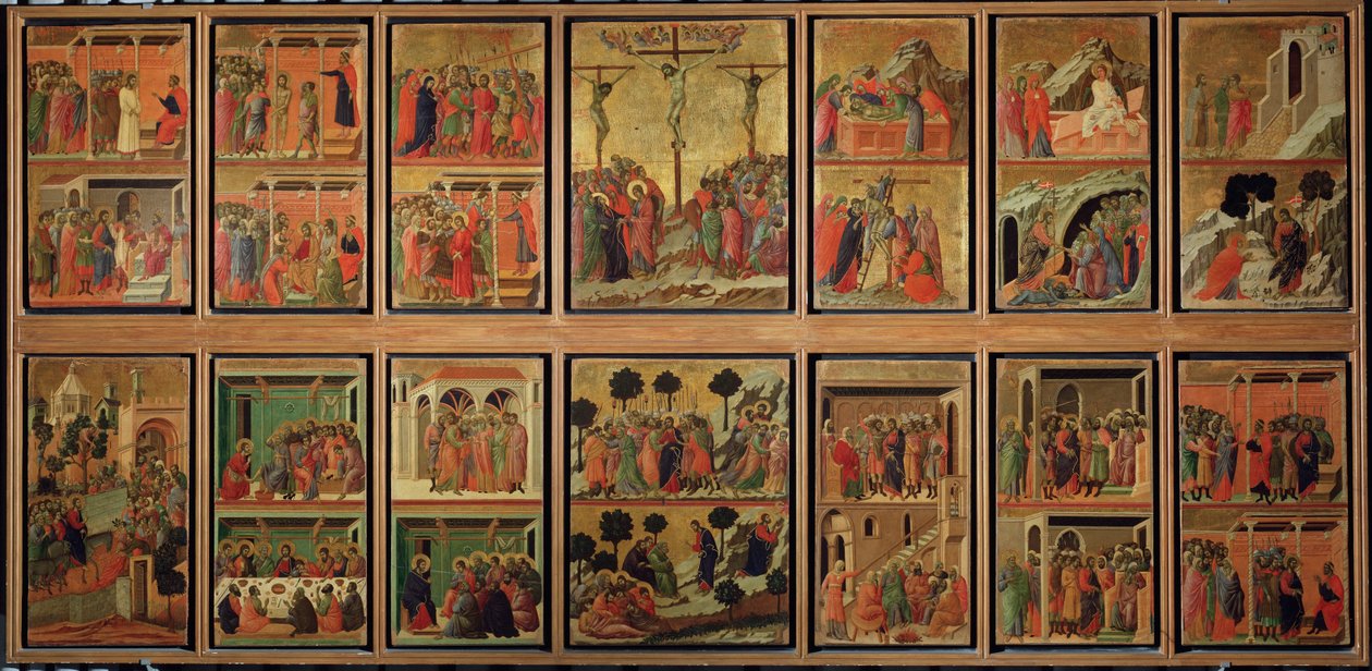 Kristi liv: lidenskab. Predella of the Maesta (tempera på træ af Duccio di Buoninsegna