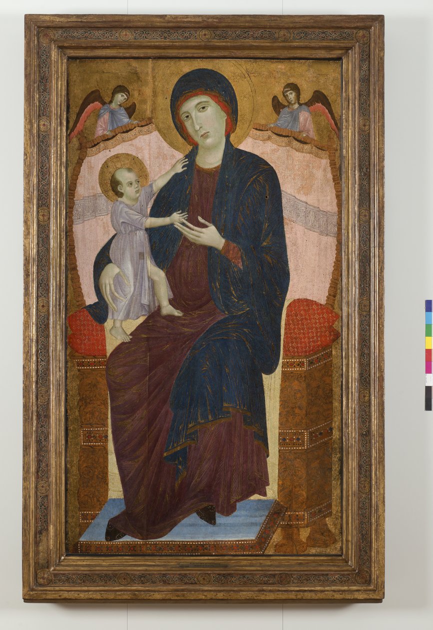 Madonna og barn på tronen og engle, 1280-85 af Duccio di Buoninsegna