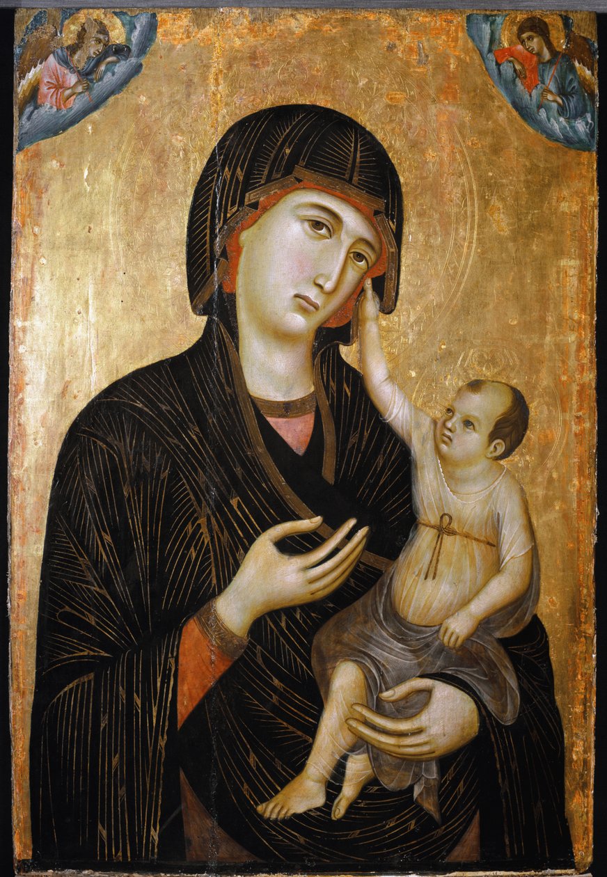 Madonna di Crevole Jomfru og barn - olie på træ af Duccio di Buoninsegna