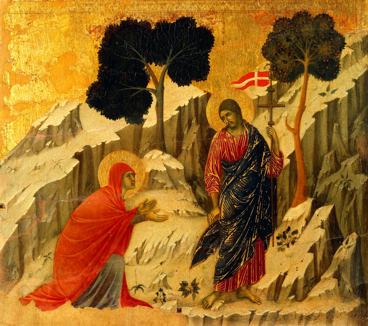 Noli Me Tangere (rør mig ikke), detalje af flise fra episoder fra Kristi lidenskab og opstandelse, bagsiden af Maesta