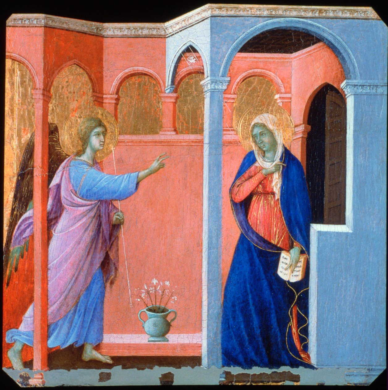 Panel fra Maestà-altertavlen: Bebudelsen, 1311 af Duccio di Buoninsegna