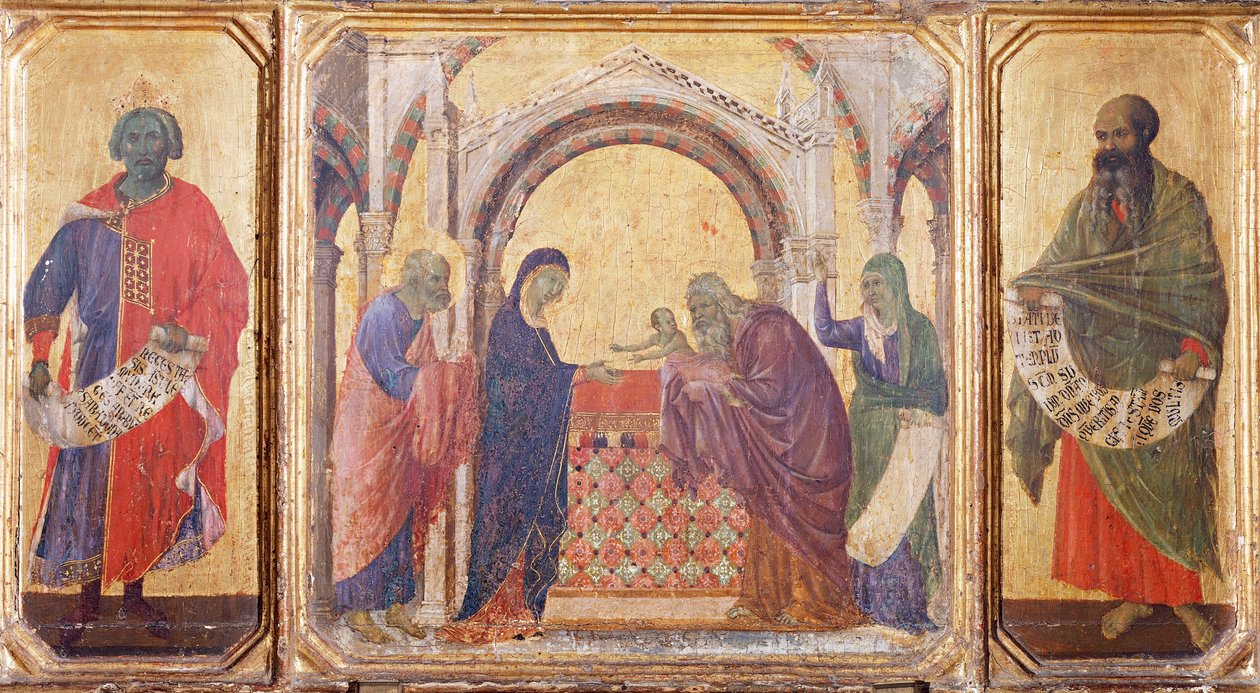 Salomon, præsentation ved templet og profeten Malachi, detalje fra predella af Maesta