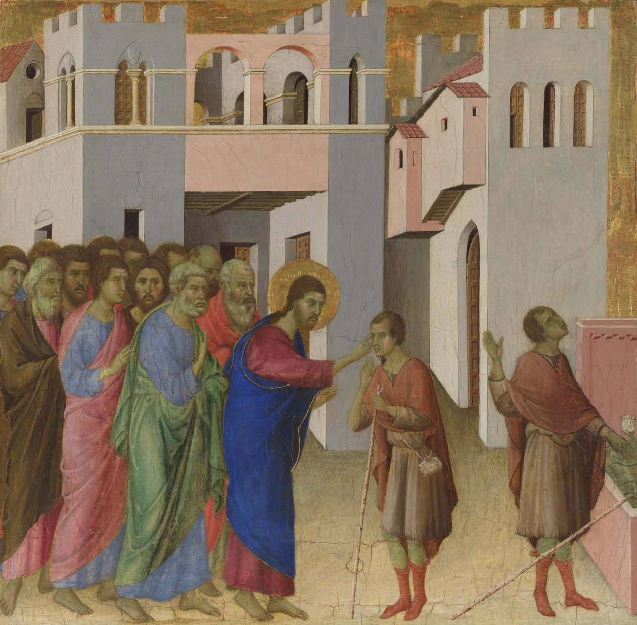 Helbredelsen af den blinde fødte mand, ca 1308-1311 af Duccio di Buoninsegna