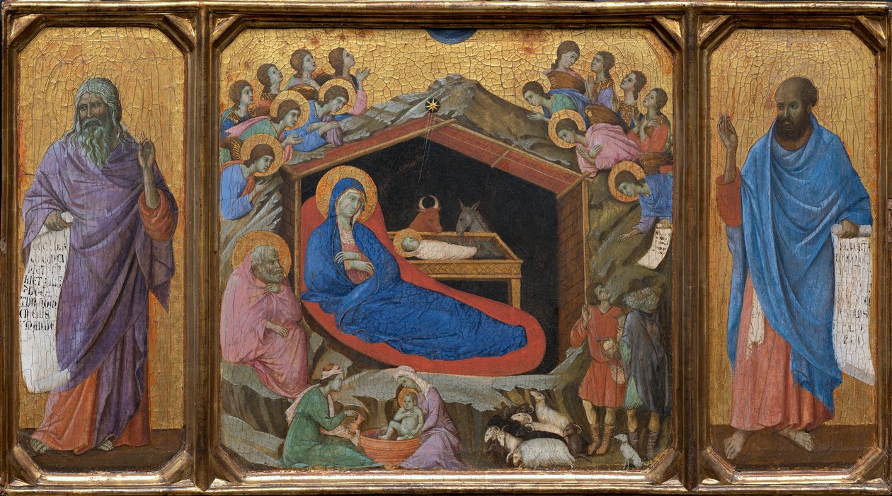 Fødselskirken med profeterne Esajas og Ezekiel af Duccio di Buoninsegna