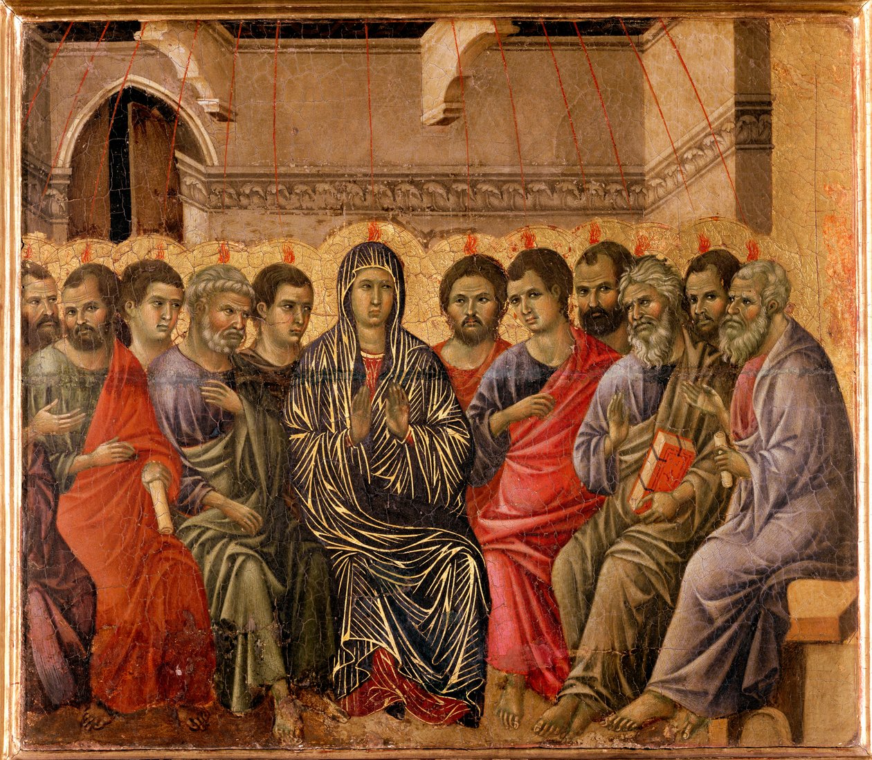 Pentecoot Bagsiden af Maesta-altertavlen af Duccio di Buoninsegna