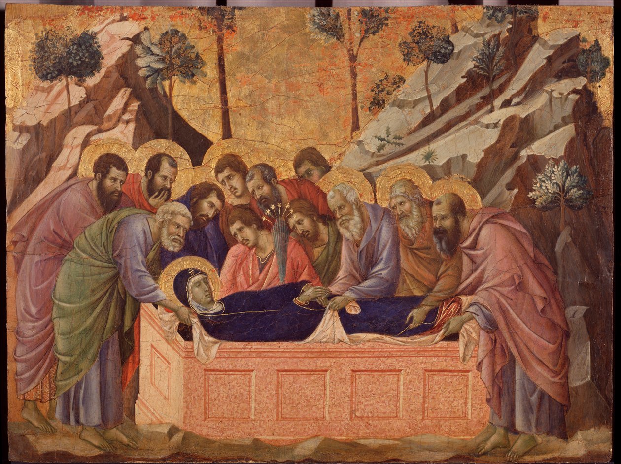 Jomfruens sovesal. Predella of the Maesta (tempera på træ af Duccio di Buoninsegna