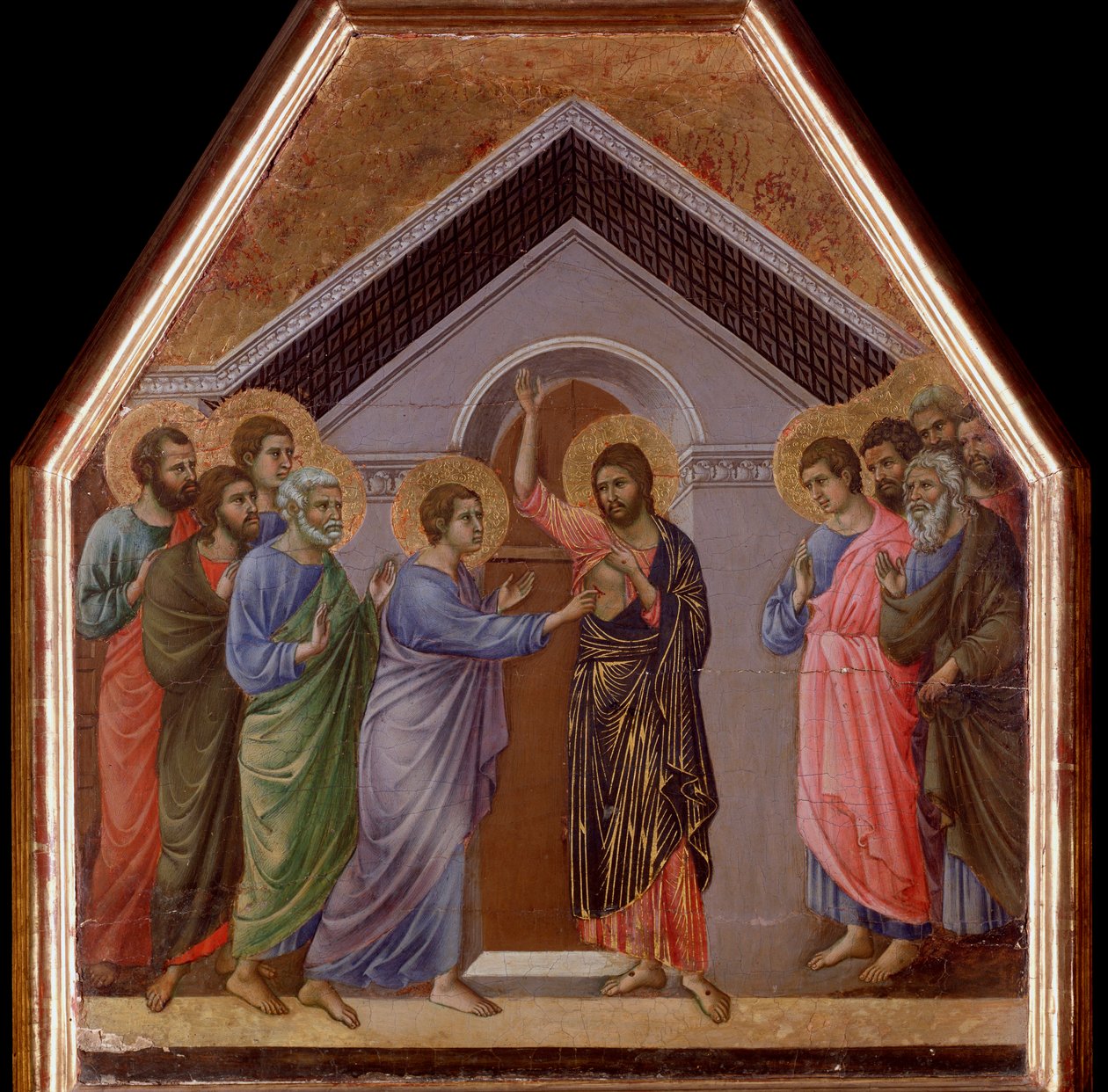 St Thomas vantro. Maesta altertavle - (tempera og guld på træ af Duccio di Buoninsegna
