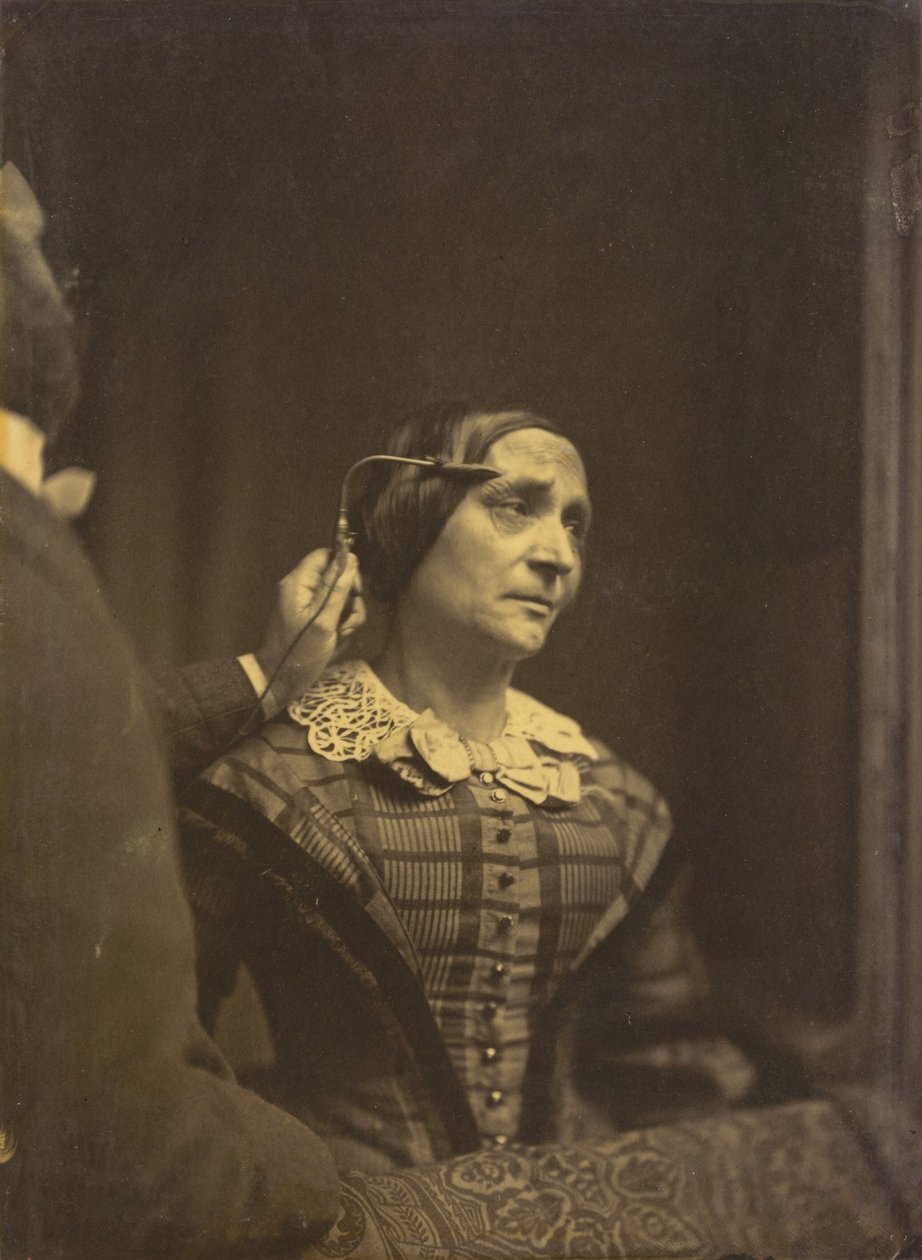 Opmærksomhed, opmærksomt blik venstre, Smertefuld opmærksomhed højre, 1854-1856, trykt 1862. af Duchenne de Boulogne
