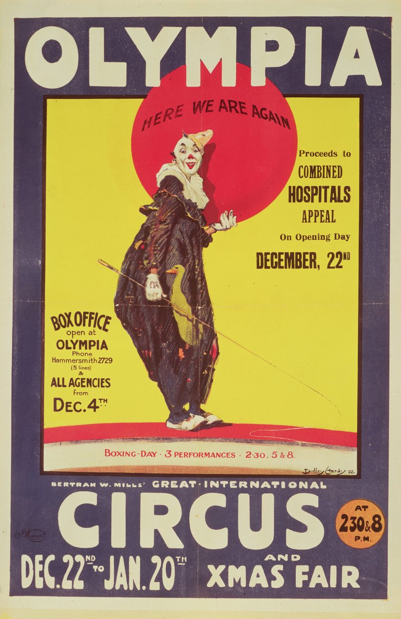 Bertram Mills cirkusplakat, 1922 af Dudley Hardy