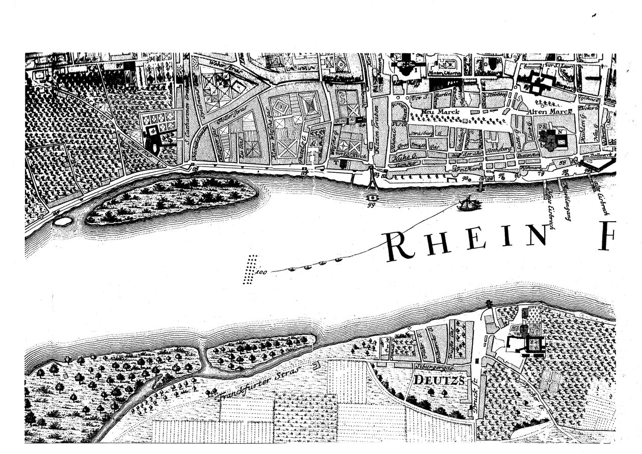 Plan over byen Köln fra 1752 af Duhon