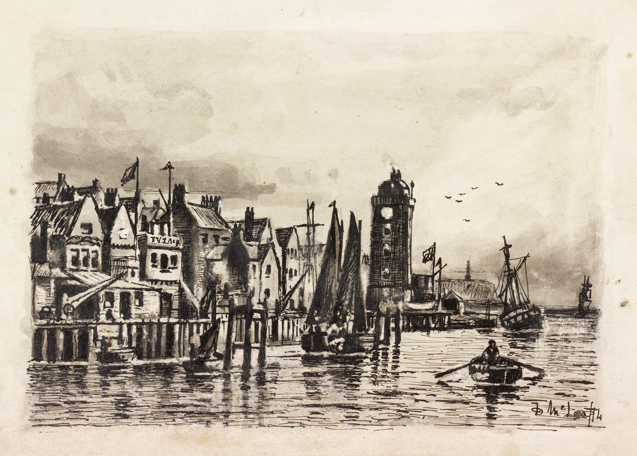 The Low Light (North Shields) (blæk på papir) af Duncan F. McLea
