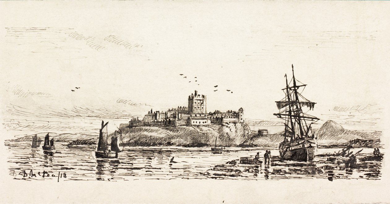 Hollandsk skonnert strandet ved Bamburgh (blæk på kort) af Duncan F. McLea