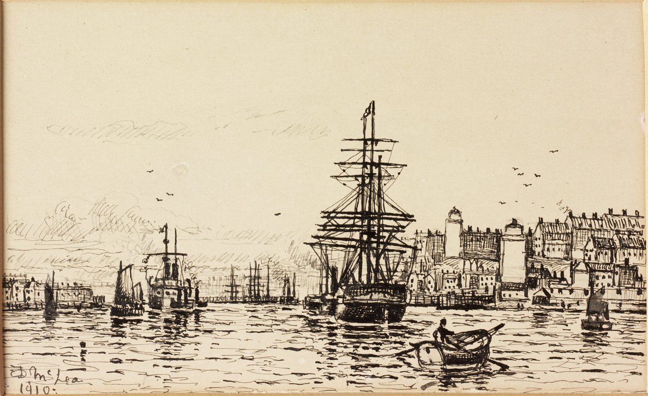 The High and Low Lights North Shields (blæk på papir) af Duncan F. McLea