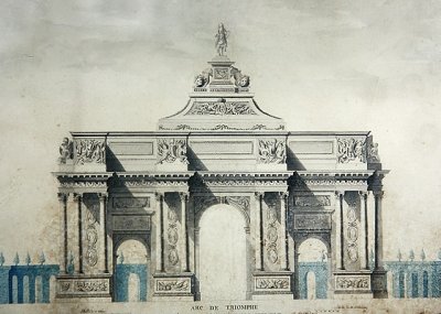 Arc de Triomphe, efter design af Claude Perrault (1613-78) (akvarel og gouache på papir) af Dupouy Dupouy