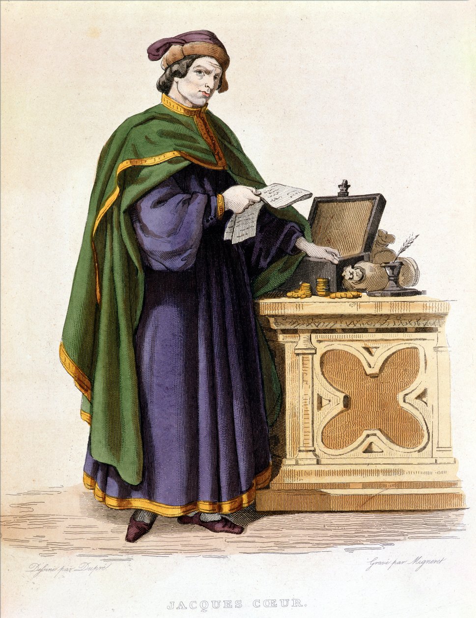 Jacques Coeur (ca. 1395-1456), graveret af Mignaret efter en tegning af Dupre, ca. 1840 af Dupre