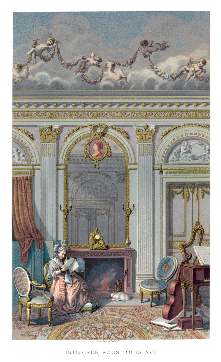 Interiør under Louis XVI, 1885. af Durin