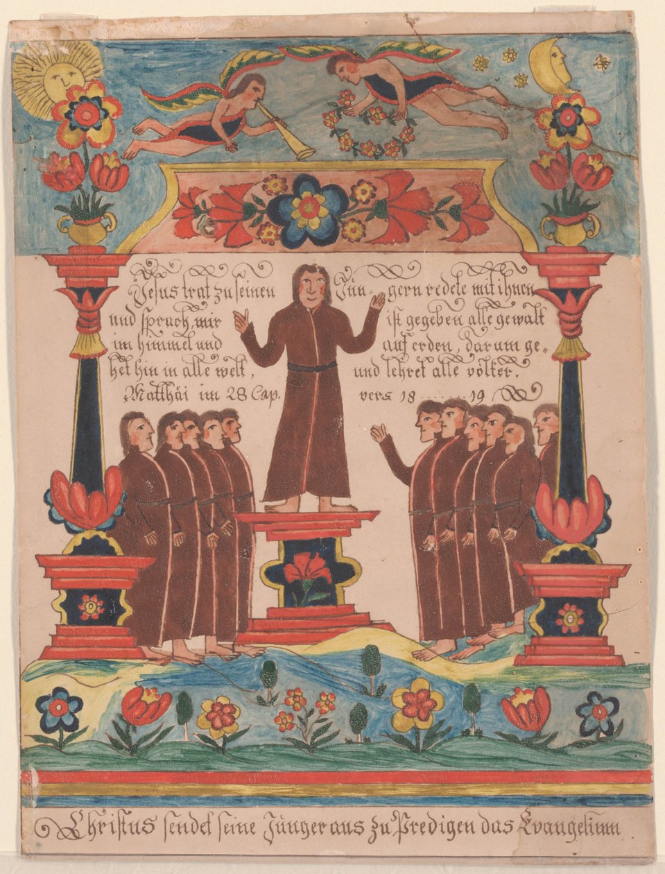 Jesus gik til sine disciple, ca. 1810-20 (pen & blæk og wc på papir) af Durs Sr. and Rudy, Durs Jr. Rudy